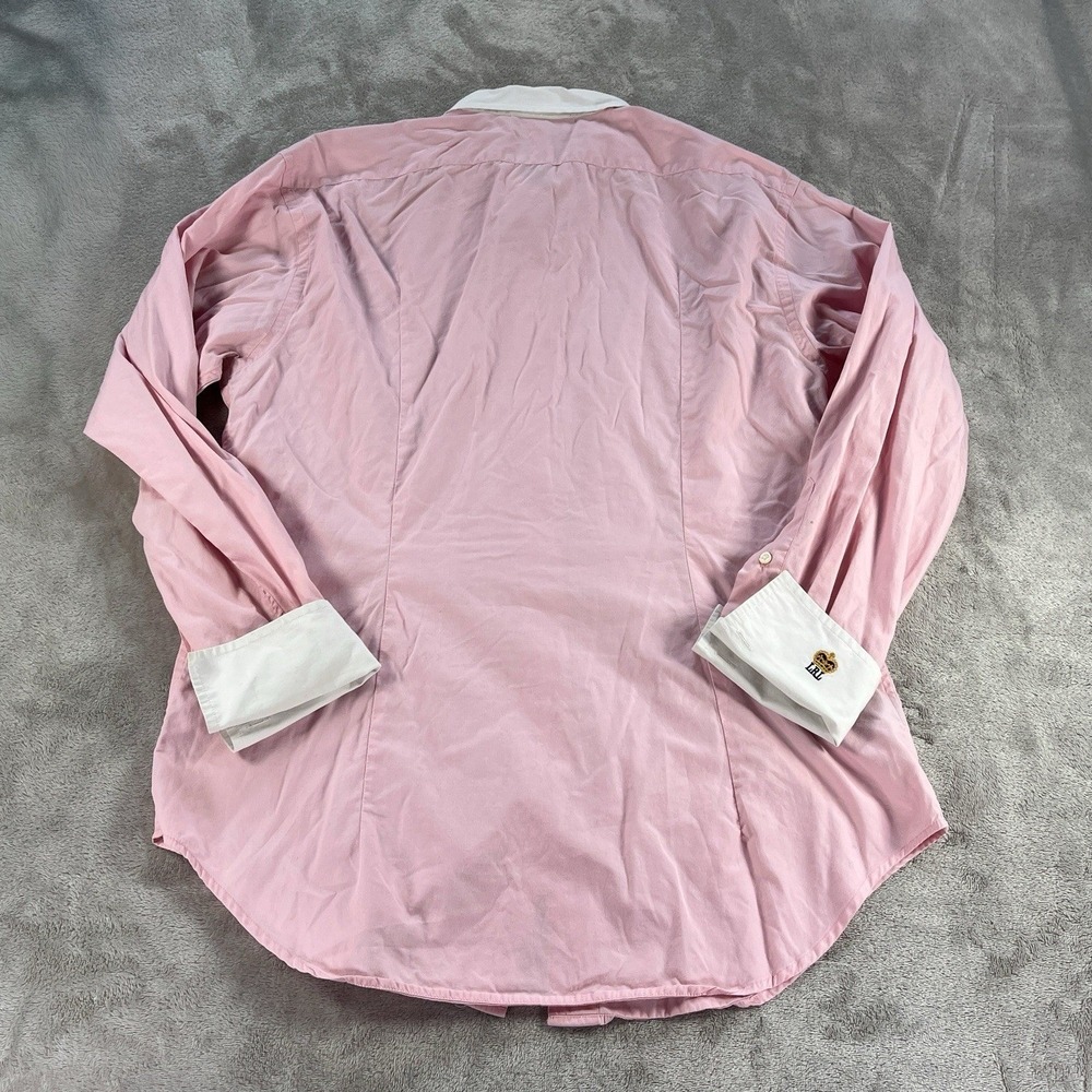 Vintage Y2K Lauren Ralph Lauren Button Down Shirt 10 Pink Contrast Old Money - Picture 8 of 13